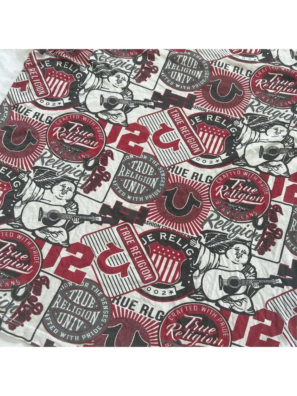 True Religion Men's Red and White Tshirt